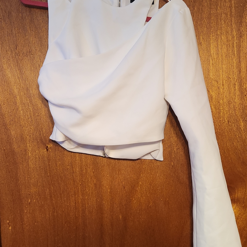 Zara White Asymmetrical Blouse